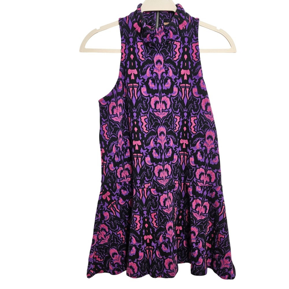 Free People Velvet Mini Dress Amelia Knit Dark Romantic Whimsigoth Jacquard XS